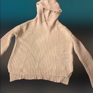 Long sleeve white knit hoodie